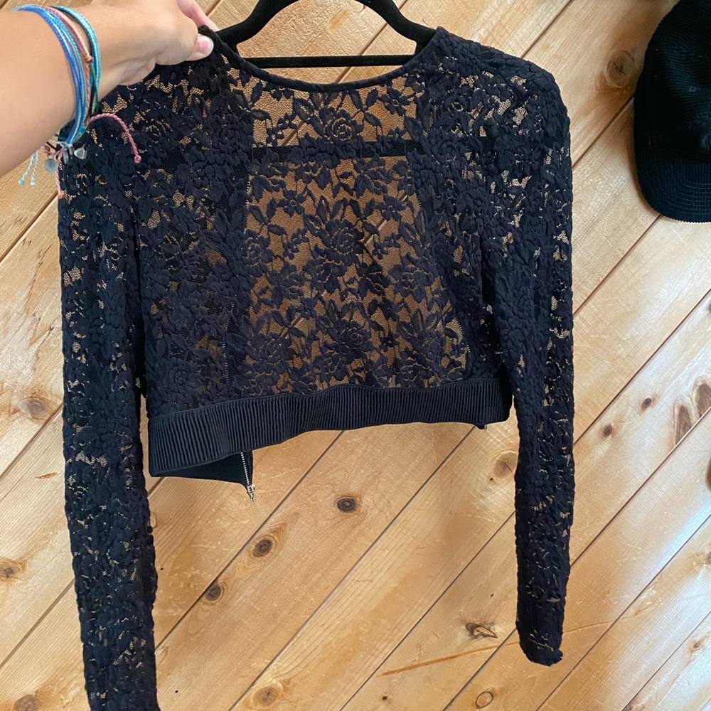 Black lace crop top